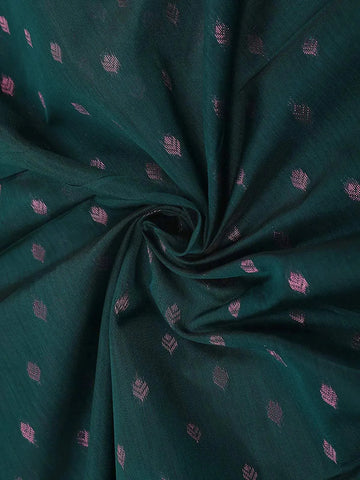 Dark Green Silk Cotton Saree with Leaf Motifs Design on the Body with Designed Border - Diadem