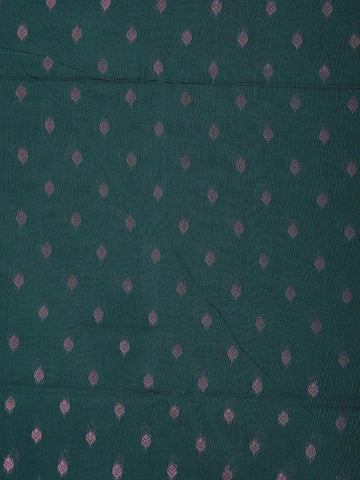 Dark Green Silk Cotton Saree with Leaf Motifs Design on the Body with Designed Border - Diadem