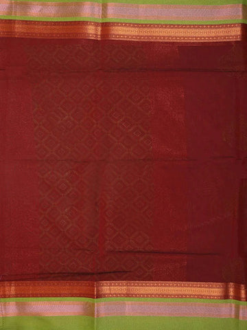 Dark Brown Silk Cotton Saree with Zari Brocade Design on the Body with Contrast Border - Diadem