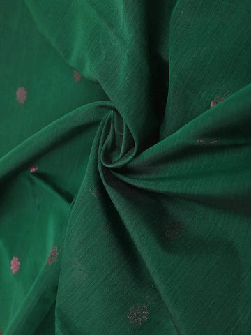 Dark Green Silk Cotton Saree with Flower Motifs on the Body with Contrast Border - Diadem