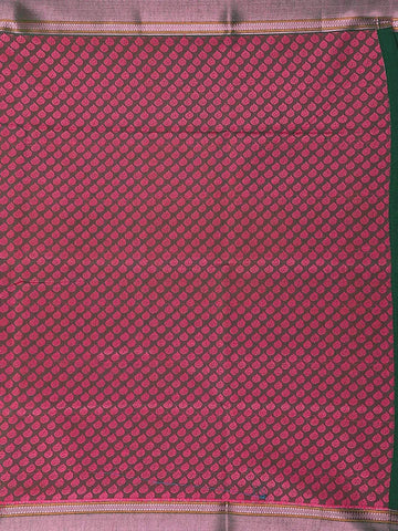 Dark Green Silk Cotton Saree with Flower Motifs on the Body with Contrast Border - Diadem