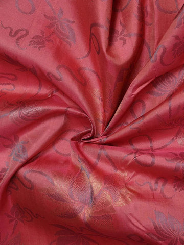 Onion Pink Soft Silk Saree with Flower and plant Design on the Body and without Border - Diadem