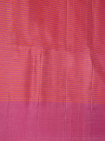 Peach Soft Silk Saree with Striped Design on the Body and without Border - Diadem