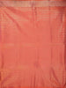 Peach Soft Silk Saree with Striped Design on the Body and without Border - Diadem