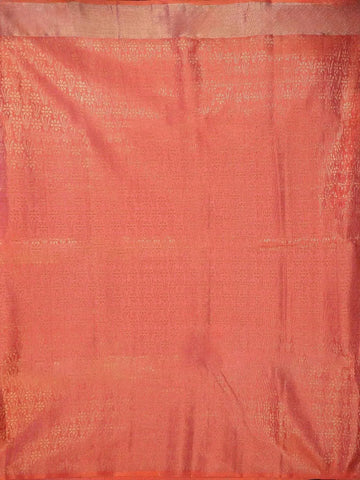 Peach Soft Silk Saree with Striped Design on the Body and without Border - Diadem