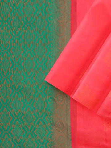 Pink Silk Saree with Zari Butta on the body and without Border - Diadem