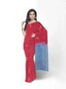 Dark Red Silk Saree with Paisley Motif on the body and Without Border - Diadem
