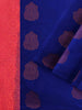 Ink Blue Silk Saree with Zari Butta on the body and without Border - Diadem