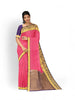 Pink Silk Saree with Zari Butta on the body and Contrast Zari Border - Diadem