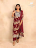 Maroon Straight Cut Salwar Suit for Girls Adorned with Floral Prints and Threadwork Embroidery paired with Dupatta - Diadem