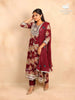 Maroon Straight Cut Salwar Suit for Girls Adorned with Floral Prints and Threadwork Embroidery paired with Dupatta - Diadem