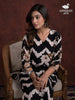 Black and White Straight Cut Salwar Suit Embellished with Chevron Pattern and Floral Prints - Diadem