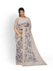 Ivory and Blue Organza Silk Saree with Floral Prints on the body and Embroidery Border - Diadem