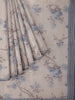 Ivory and Blue Organza Silk Saree with Floral Prints on the body and Embroidery Border - Diadem