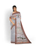 Light Blue Organza Saree with Floral Thread work on the body and Printed Border - Diadem