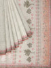 Light Peach Organza Saree with Floral Prints on the body and Thread work Embroidery Border - Diadem