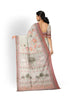 Light Peach Organza Saree with Floral Prints on the body and Thread work Embroidery Border - Diadem