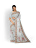 Light Blue Organza Silk Saree with Floral Prints on the body and Embroidery Border - Diadem
