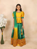 Mustard Yellow Silk Pavada Sattai Set for Girls - Diadem