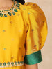 Mustard Yellow Silk Pavada Sattai Set for Girls - Diadem