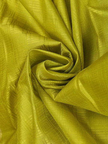 Light Green Pure Kanchipuram Bridal Silk Saree with Geometric Design on the Body with Zari Border - Diadem