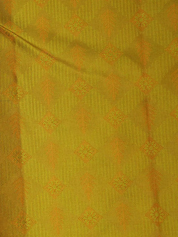 Olive Green Pure Kanchipuram Silk Saree with Diamond and Floral Design on the Body with Zari Border - Diadem