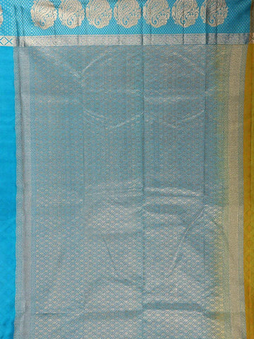 Olive Green Pure Kanchipuram Silk Saree with Diamond and Floral Design on the Body with Zari Border - Diadem