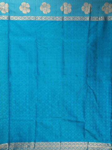 Olive Green Pure Kanchipuram Silk Saree with Diamond and Floral Design on the Body with Zari Border - Diadem