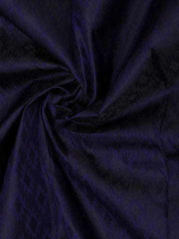 Dark Blue Pure Kanchipuram Bridal Silk Saree with Ikat Design on the Body with Zari Border - Diadem