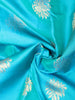 Sky Blue Pure Kanchipuram Bridal Silk Saree with Flower Motif on the Body with Zari Border - Diadem