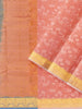 Peach Pure Kanchipuram Silk Saree with Floral Design and Contrast Zari Border - Diadem