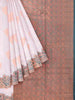 Beige Art Silk Saree with Zari Butta on the body and Floral Zari Border - Diadem
