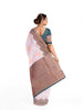 Beige Art Silk Saree with Zari Butta on the body and Floral Zari Border - Diadem