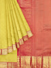 Parrot Green Pure Kanchipuram Bridal Silk Saree with Zari Brocade on the body and Contrast Zari Border - Diadem