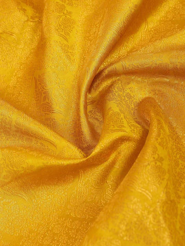 Gold Pure Kanchipuram Silk Saree with Floral Jacquard Design on the Body with Zari Border - Diadem
