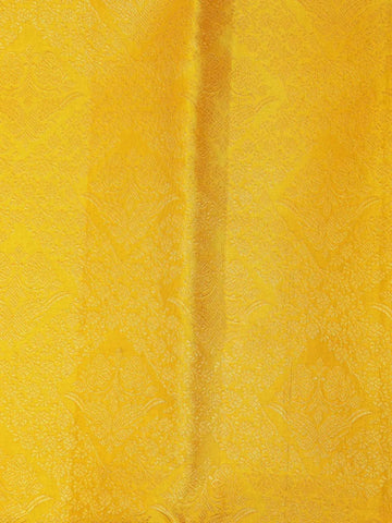 Gold Pure Kanchipuram Silk Saree with Floral Jacquard Design on the Body with Zari Border - Diadem