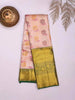 Light Pink Pure Kanchipuram Bridal Silk Saree with Floral Motif on the body and Contrast Zari Border - Diadem