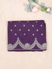 Violet Semi Banarasi Saree with Floral Designs on the body and Zari Border - Diadem