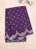Violet Semi Banarasi Saree with Floral Designs on the body and Zari Border - Diadem