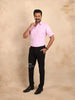 Light Pink Solid Cotton Half Sleeve Shirt - Diadem