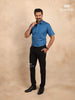 Ink Blue Solid Cotton Half Sleeve Shirt - Diadem
