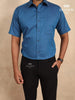 Ink Blue Solid Cotton Half Sleeve Shirt - Diadem