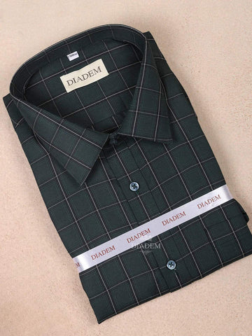 Dark Green Cotton Checked Full Sleeve Shirt - Diadem