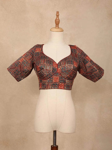 Red Organza Saree with Floral Designs on the Body and Embroidered Border Paired with Blouse - Diadem