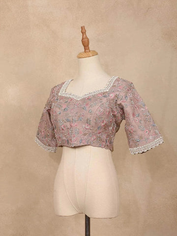 Pista Green Organza Saree with Designs on the Body and Paired with Designer Blouse - Diadem