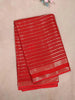 Red Organza Saree with Stripes on the body and Paired with Designer Blouse - Diadem