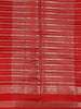 Red Organza Saree with Stripes on the body and Paired with Designer Blouse - Diadem