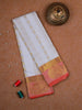 White Pure Kanchipuram Bridal Silk Saree with Floral and Chakra Motif on the Body with Korvai Border - Diadem