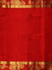 White Pure Kanchipuram Bridal Silk Saree with Floral and Chakra Motif on the Body with Korvai Border - Diadem