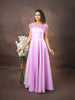 Lilac Satin Gown Adorned with 3D Flowers - Diadem
